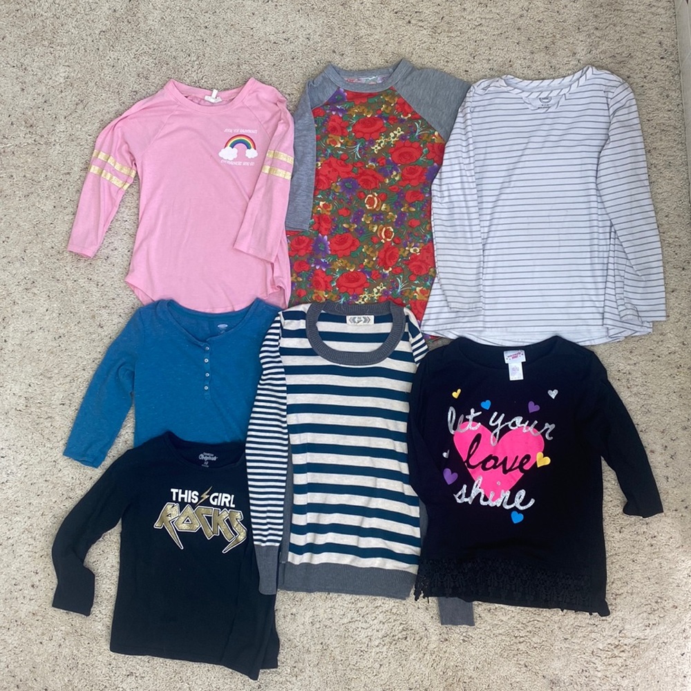 Girls long to 1/2 sleeve tops, size 10/12